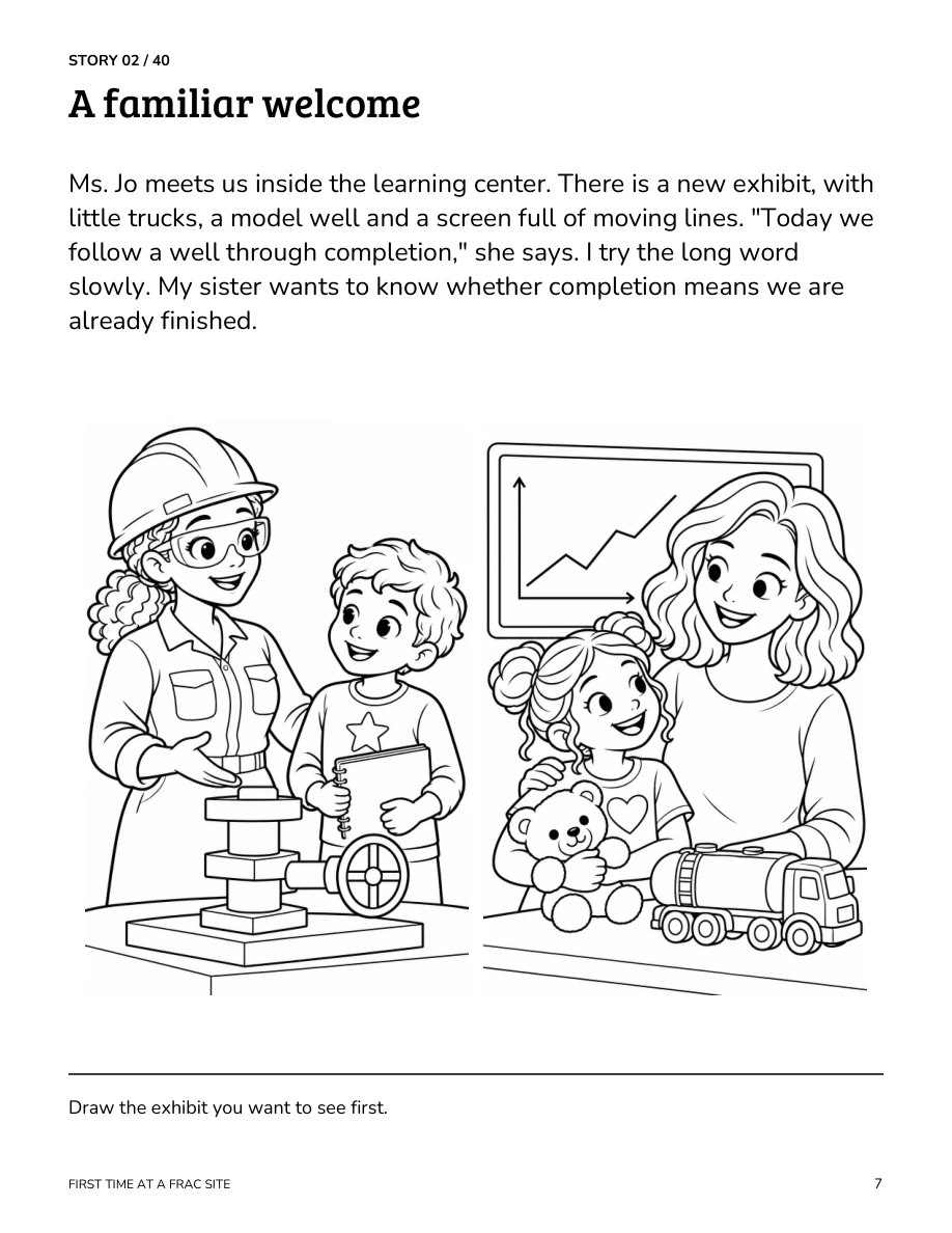 A familiar welcome — story and coloring illustration